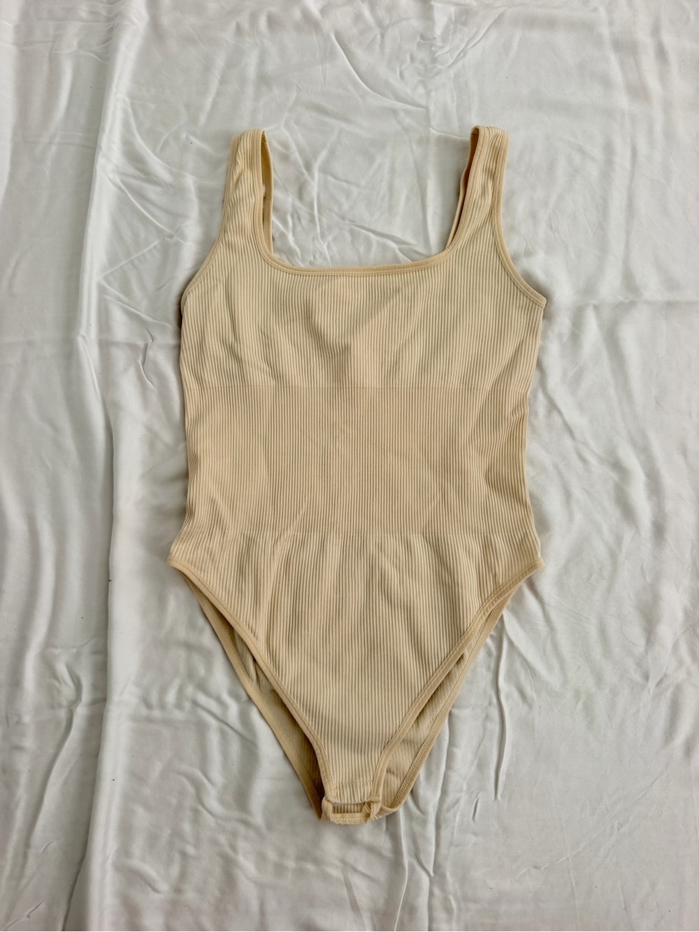 Amazon Ribbed Tank Bodysuit in Beige